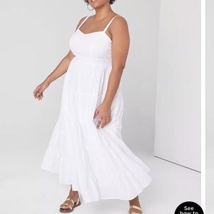 V-Neck Mixed Eyelet Maxi Dress